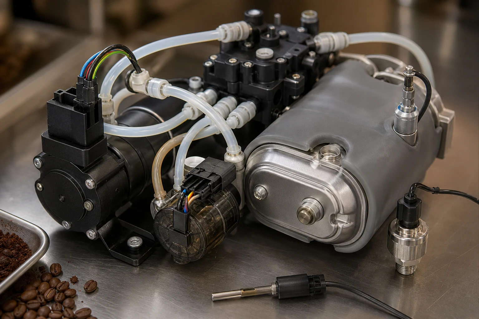 Pumps, valves, flowmeters and coffee boilers