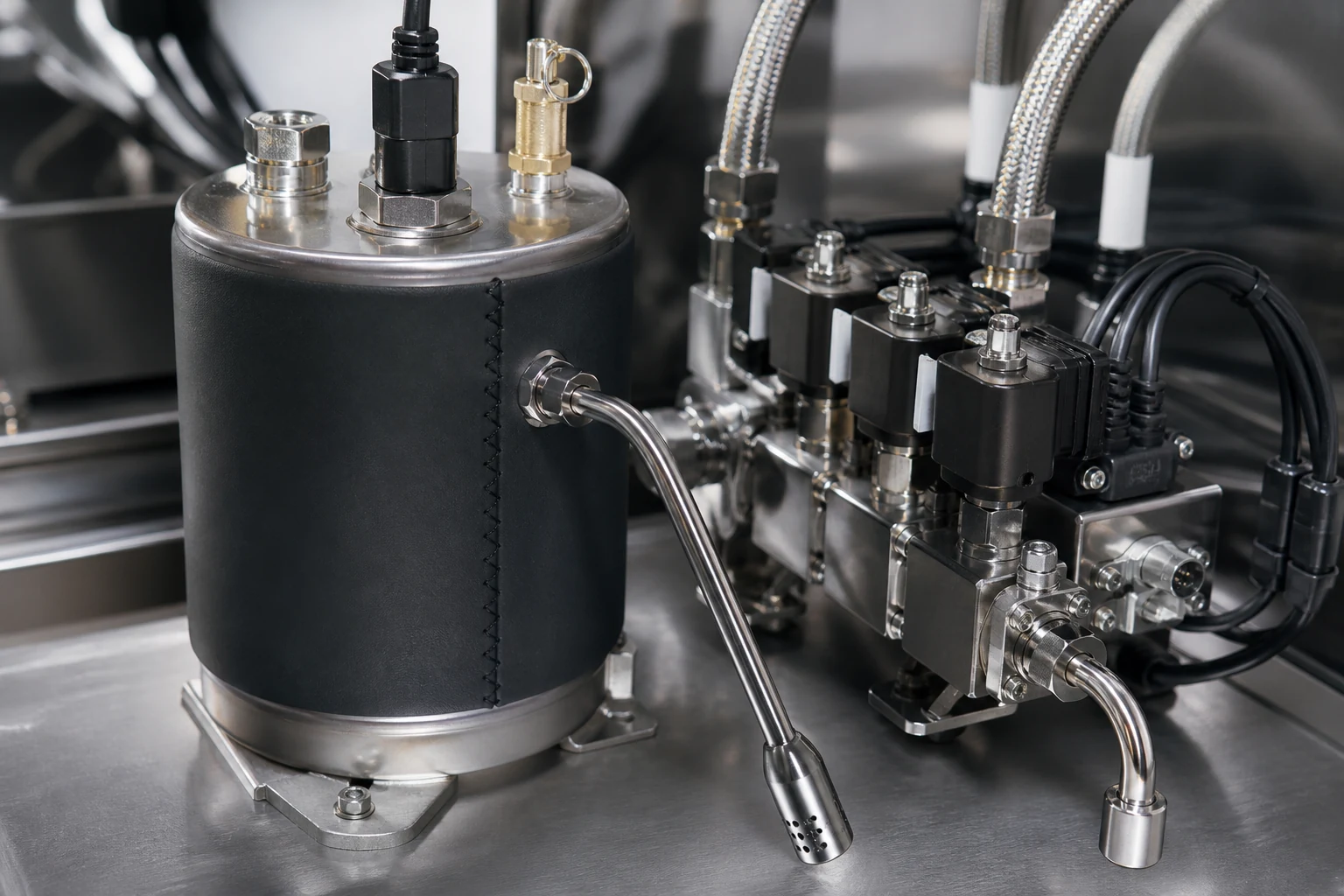 Steam boiler, valves, wand and safety devices